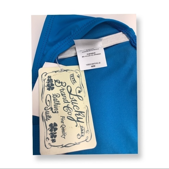 Lucky Brand Teal with Colorful Ruffle Stitch Bikini Top NWT - Picture 5 of 6